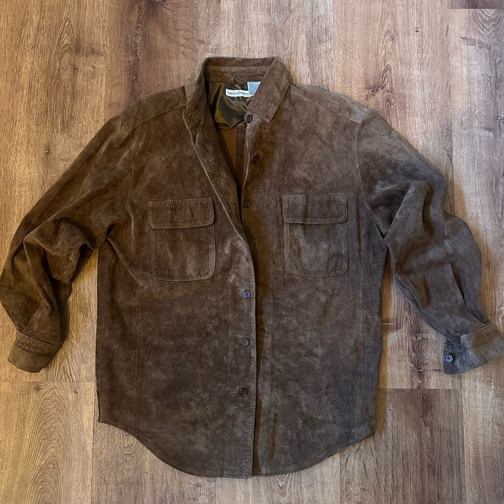 Vintage Brown Suede Shirt Jacket